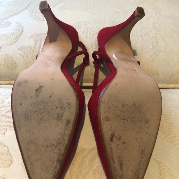 Donna Karan red suede sling backs - Picture 4 of 8